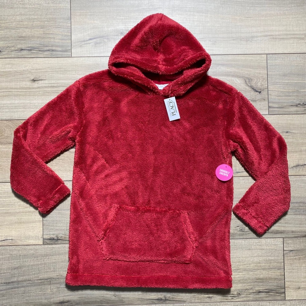 The Children Place Girls Long Sleeve Sherpa Hoodie Size Large‎ 10-12 Classic Red